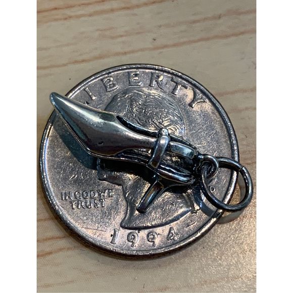 .925 Vintage Sling Back High Heel Shoe Sterling Silver Jewelry Charm - Picture 11 of 14